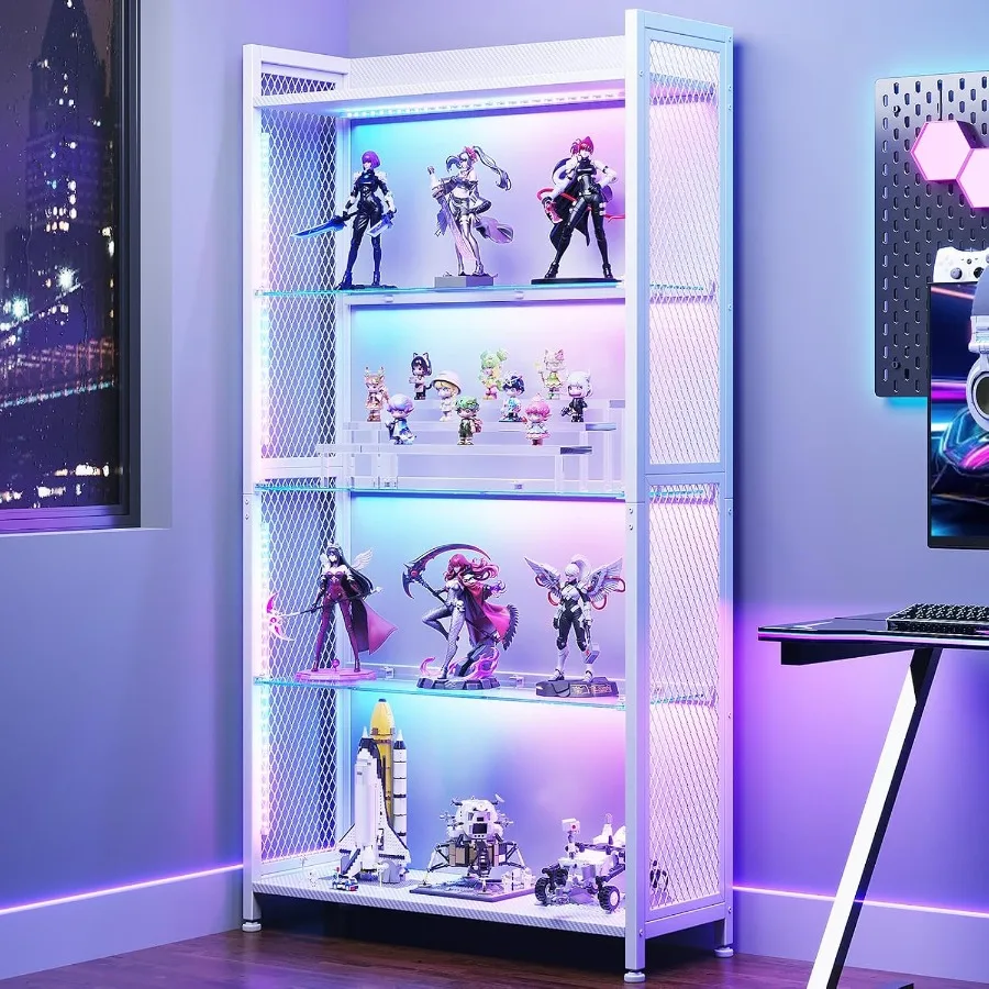 Lighting - Witryna z otwartymi szklanymi półkami, szafka